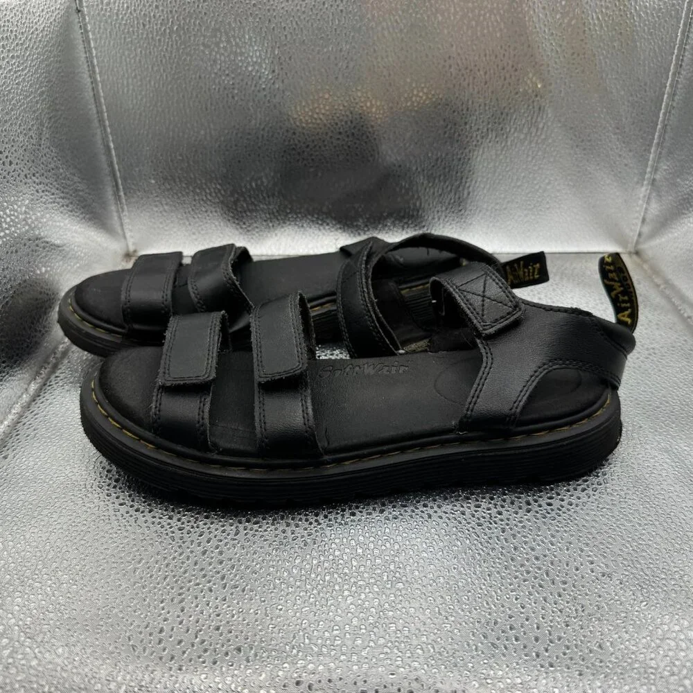 Size M6 L7 Dr. Martens Klaire Youth Black Leather Ankle‎ Strap Soft Wair Sandals